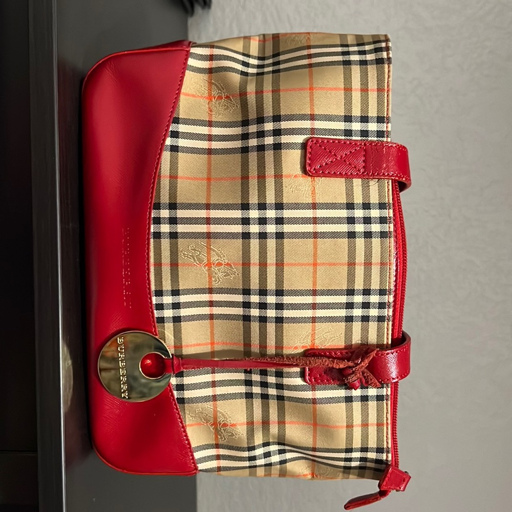 Burberry Red Haymarket Check Canvas Small